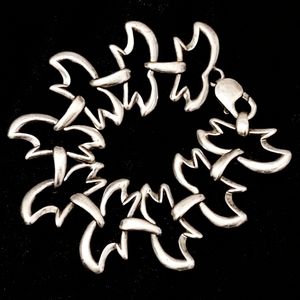 Artisan Signed Heavy Mid-Century Modern Sterling Silver Bracelet